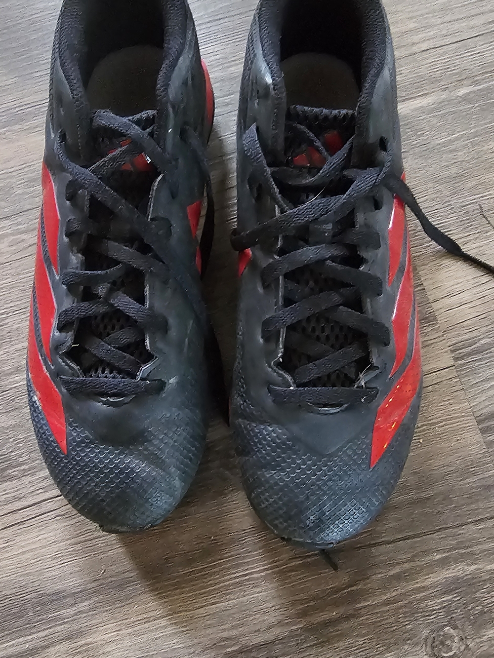 adidas Black and Red Kids Athletic Cleats